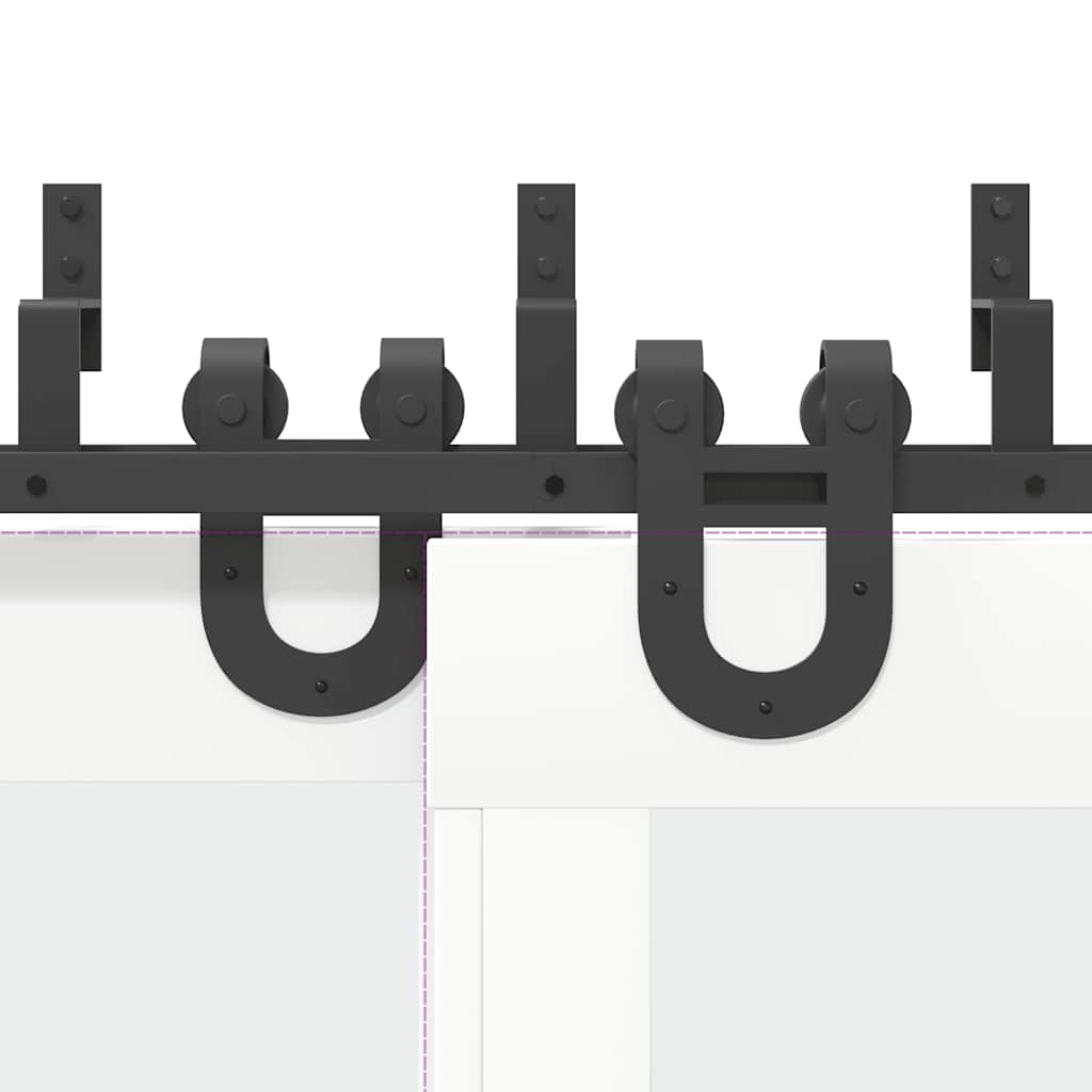 Doos met onderdelen voor schuifdeur 183 cm staal zwart