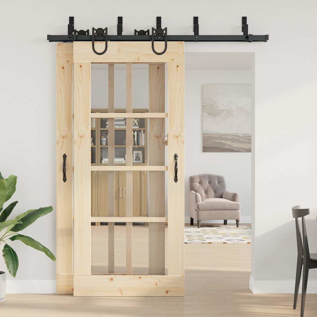 Doos met onderdelen voor schuifdeur 183 cm staal zwart