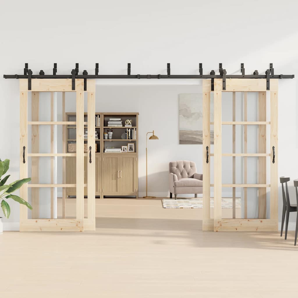 Doos met onderdelen voor schuifdeur 400 cm staal zwart