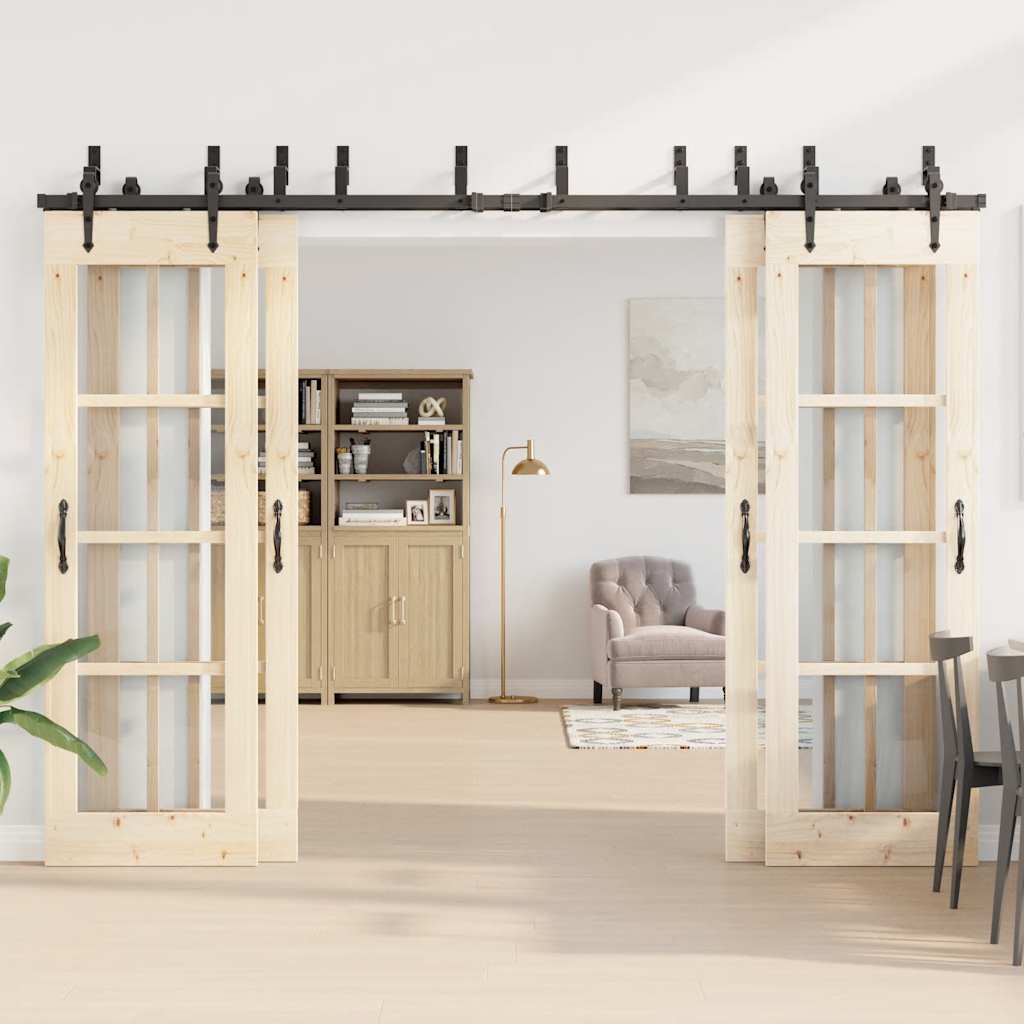 Doos met onderdelen voor schuifdeur 305 cm staal zwart