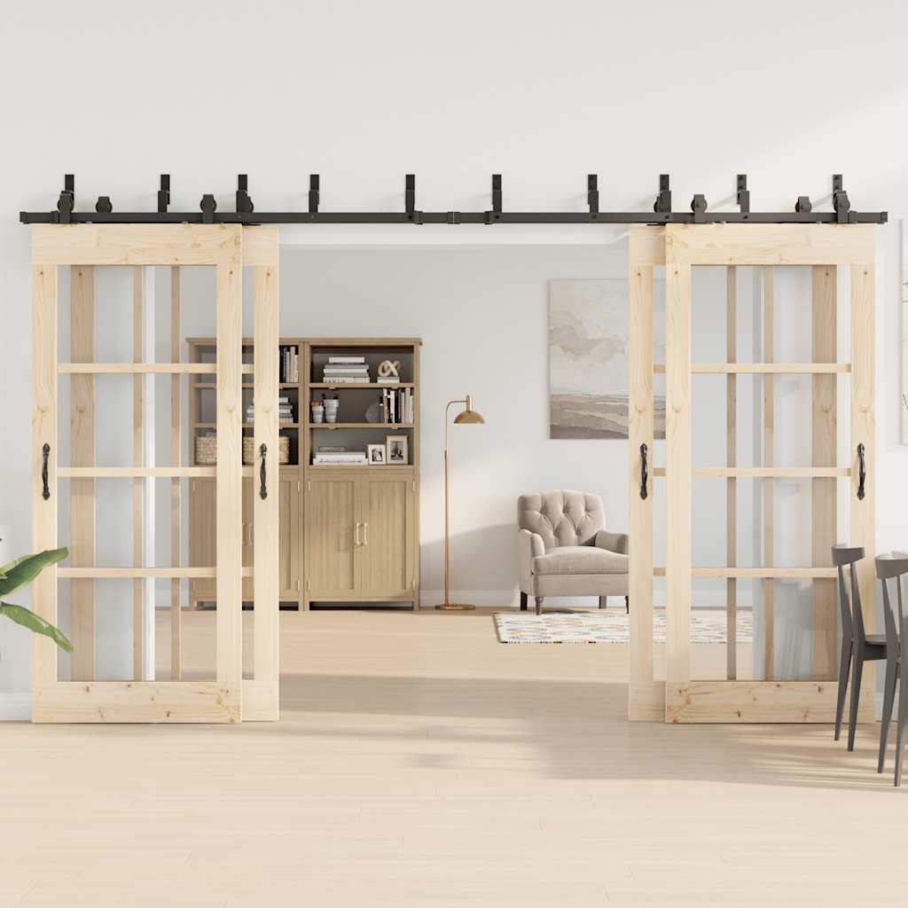 Doos met onderdelen voor schuifdeur 366 cm staal zwart