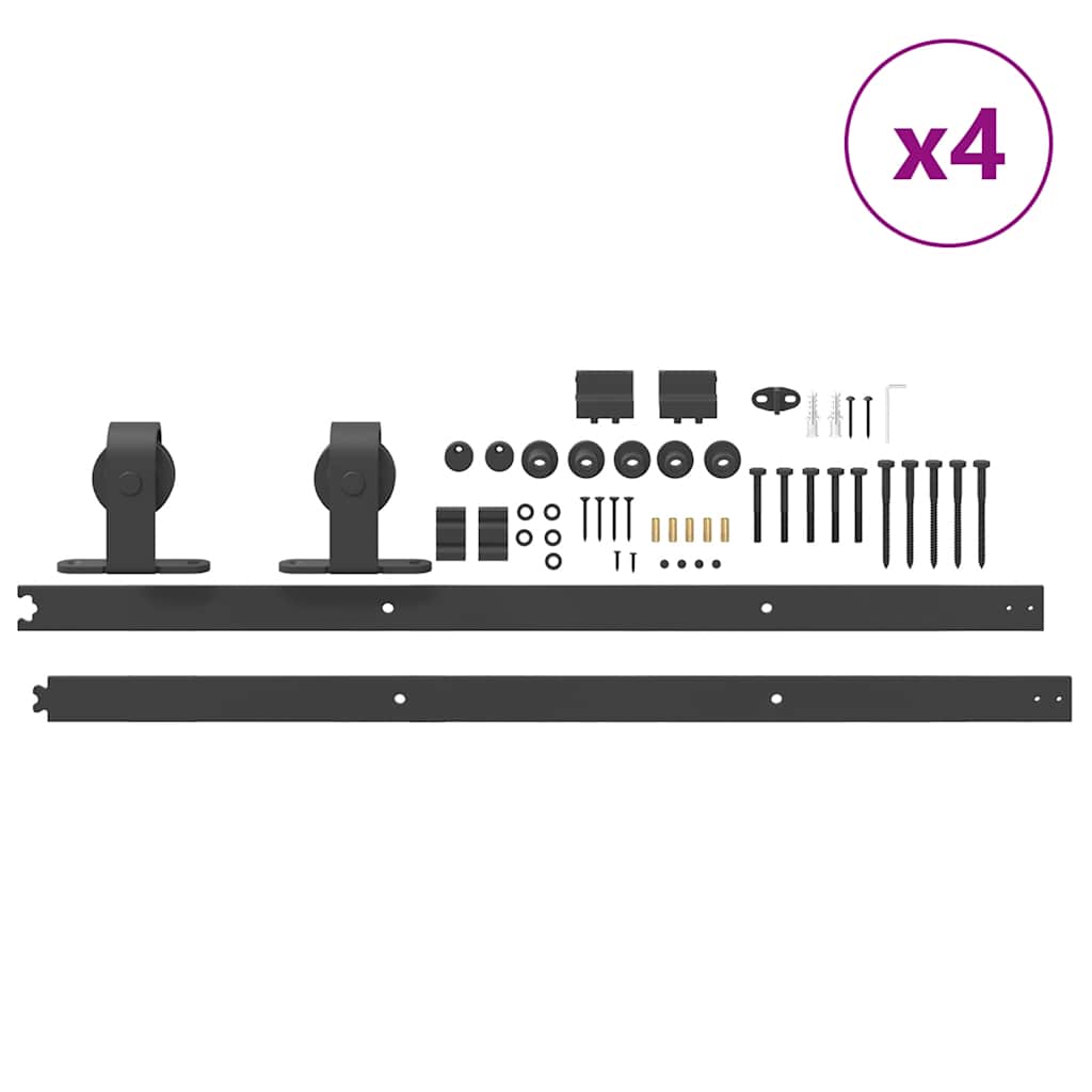 Doos met onderdelen voor schuifdeur 366 cm staal zwart