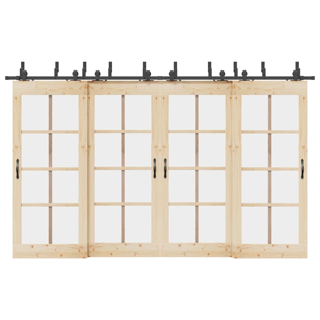 Doos met onderdelen voor schuifdeur 366 cm staal zwart