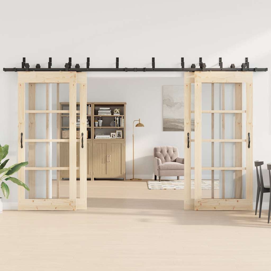 Doos met onderdelen voor schuifdeur 400 cm staal zwart