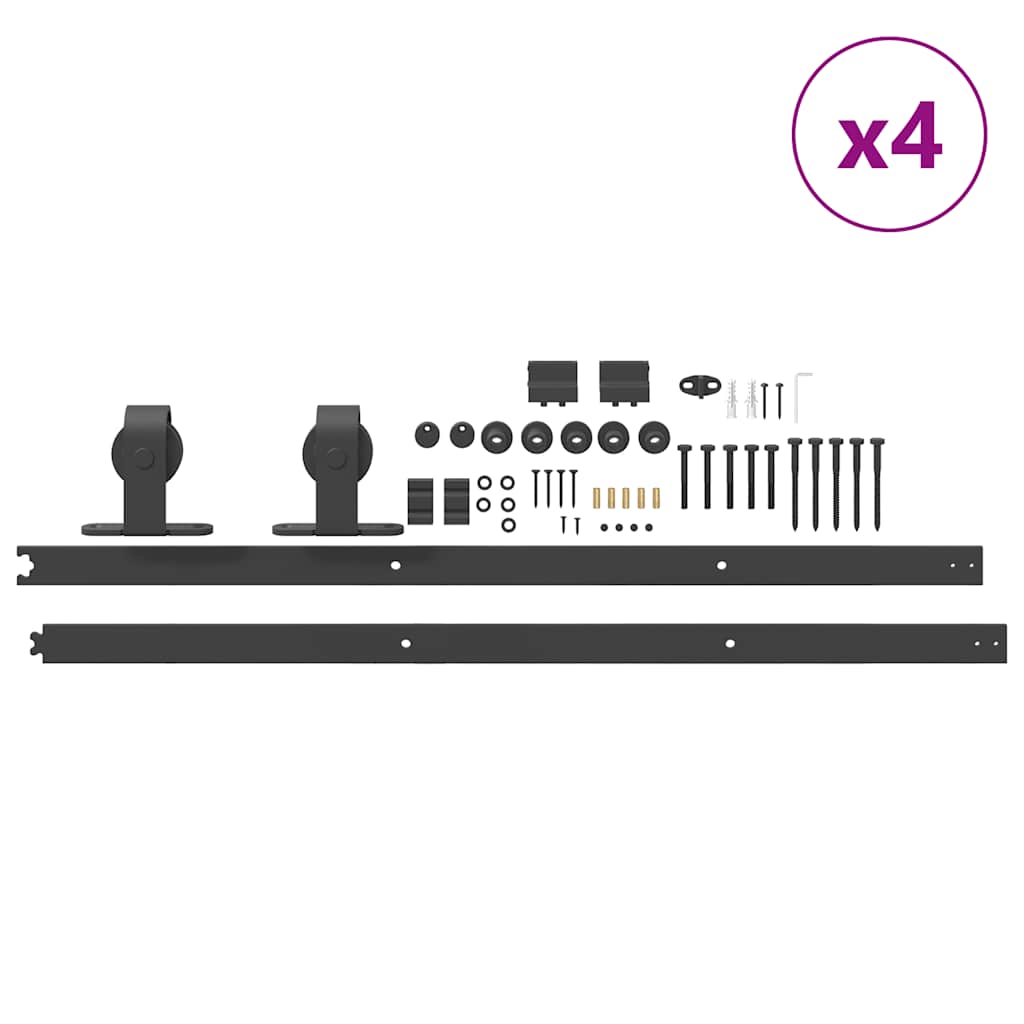 Doos met onderdelen voor schuifdeur 400 cm staal zwart