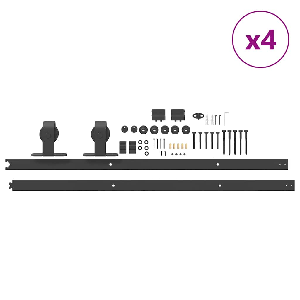 Doos met onderdelen voor schuifdeur 427 cm staal zwart