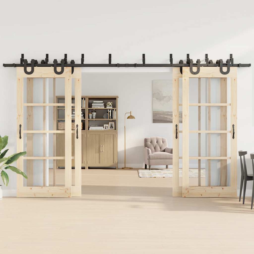 Doos met onderdelen voor schuifdeur 400 cm staal zwart