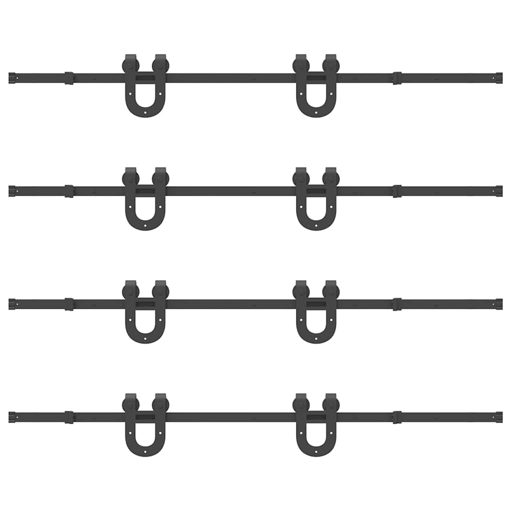 Doos met onderdelen voor schuifdeur 400 cm staal zwart