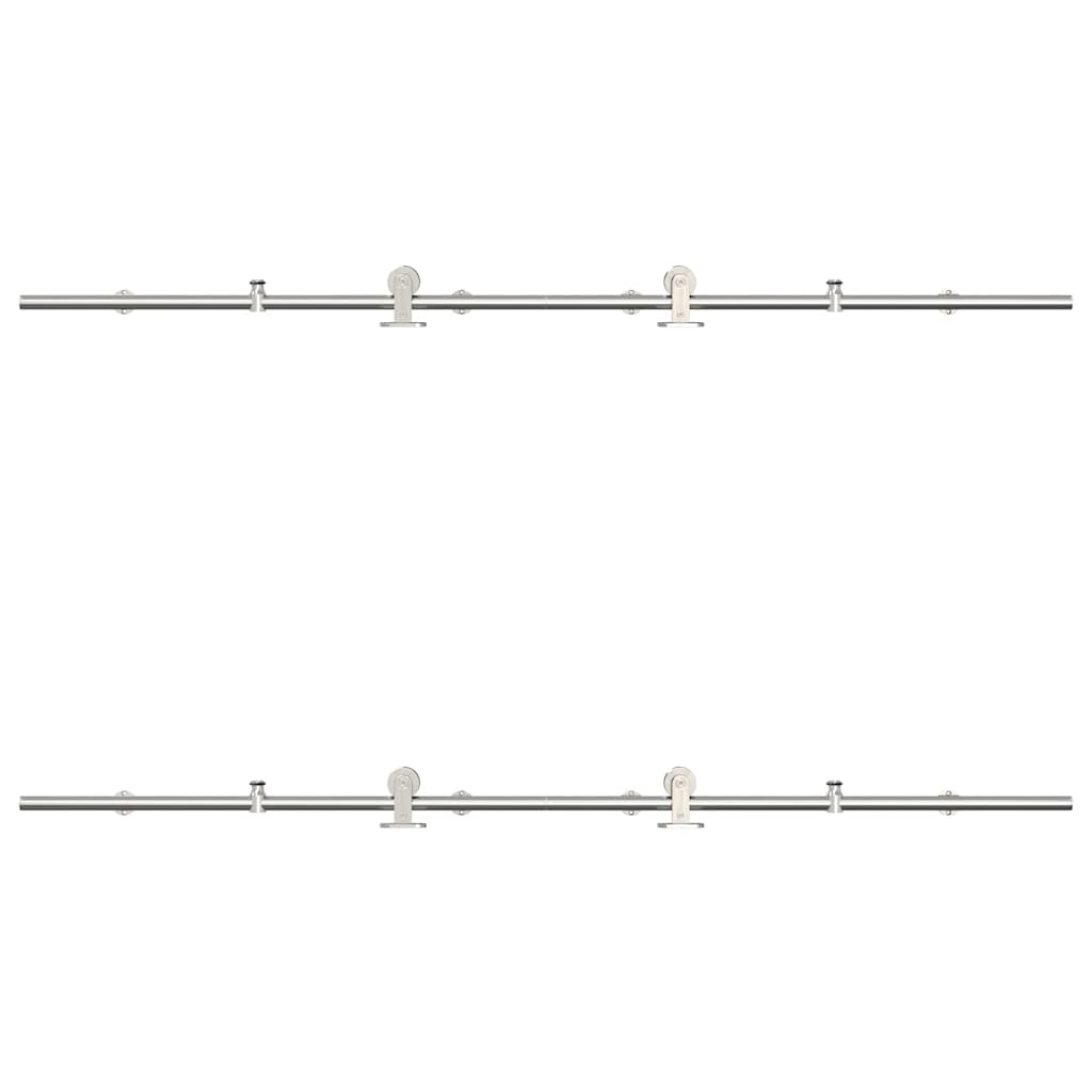 Schuifdeur onderdelenset 183 cm roestvrij staal zilverkleurig