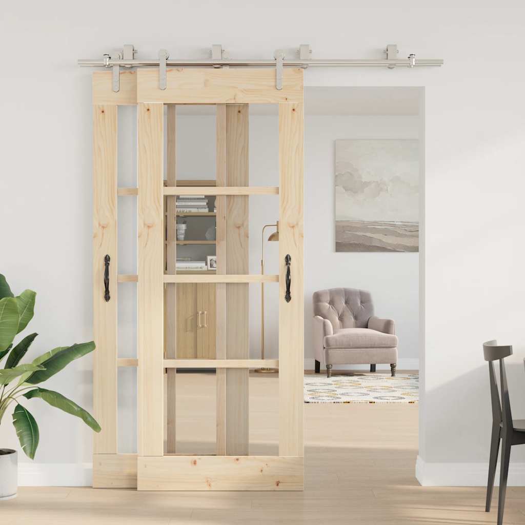 Schuifdeur onderdelenset 183 cm roestvrij staal zilverkleurig