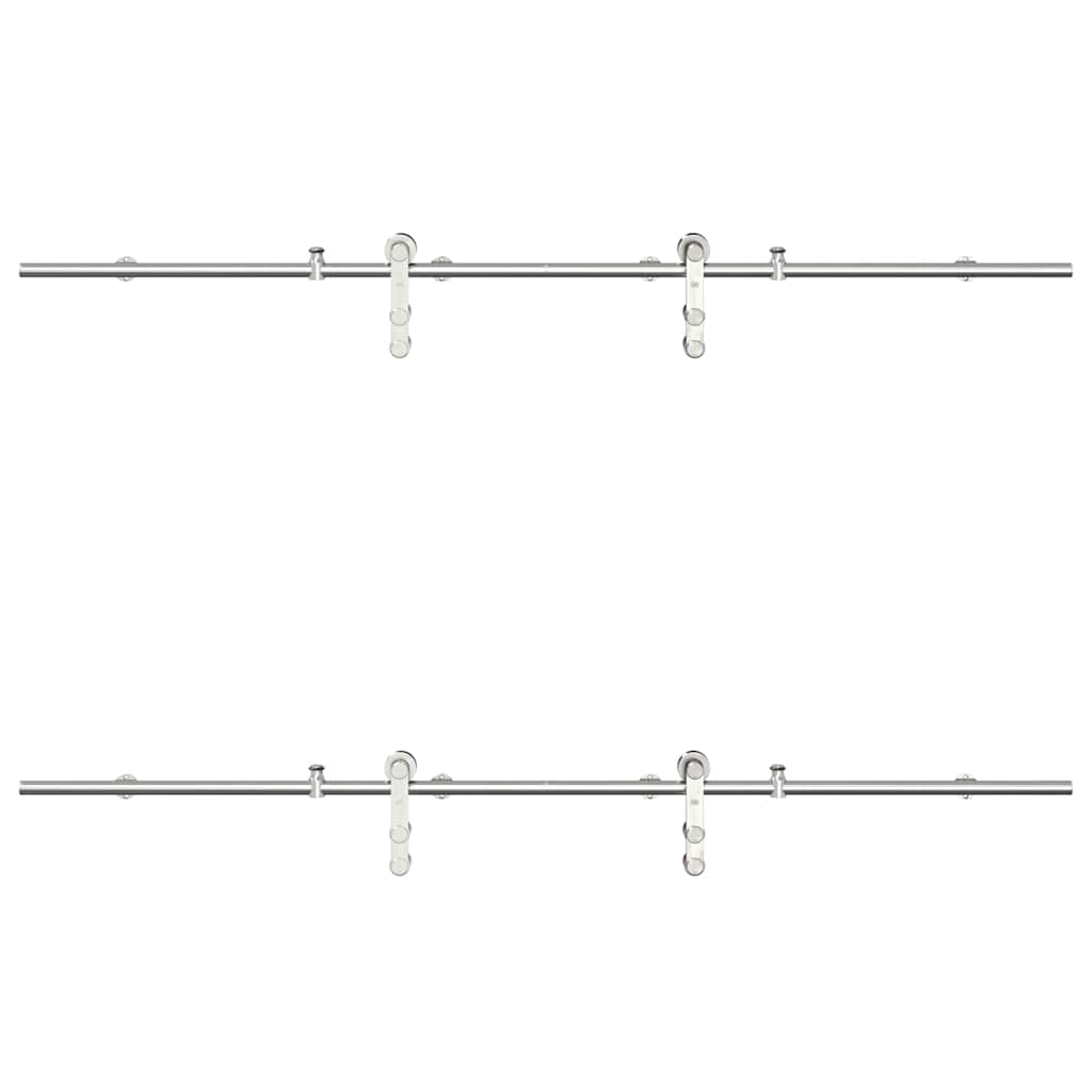 Schuifdeur onderdelenset 183 cm roestvrij staal zilverkleurig