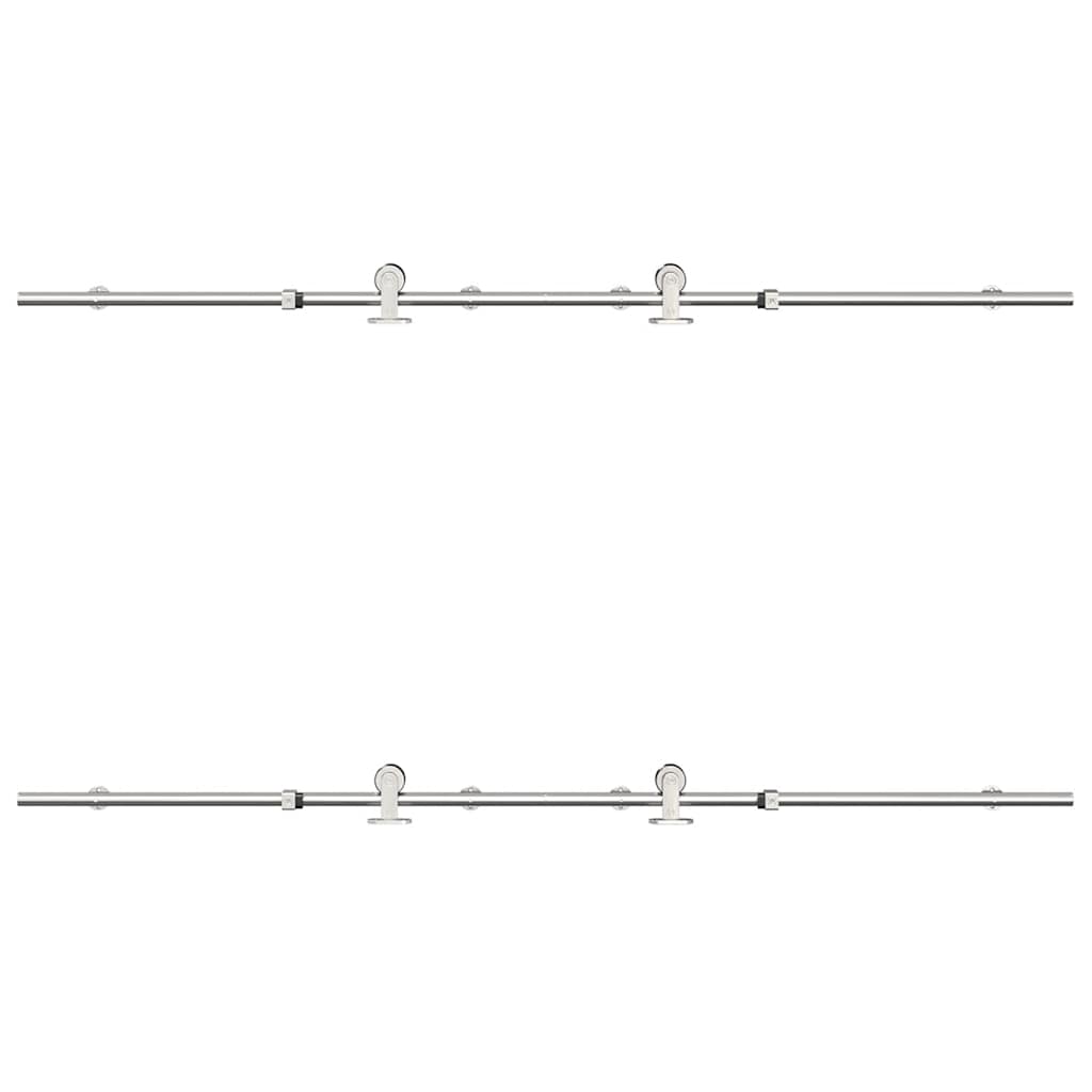 Schuifdeur onderdelenset 183 cm roestvrij staal zilverkleurig