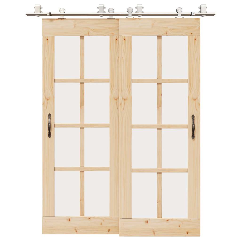 Schuifdeur onderdelenset 183 cm roestvrij staal zilverkleurig