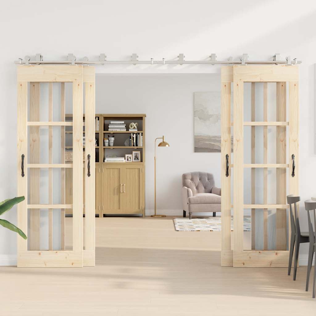 Schuifdeur onderdelenset 366 cm roestvrij staal zilverkleurig