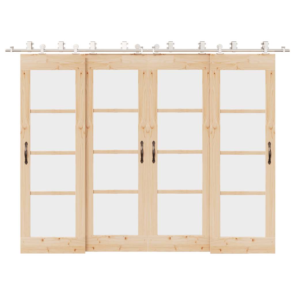 Schuifdeur onderdelenset 366 cm roestvrij staal zilverkleurig