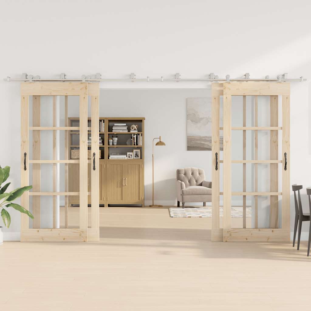 Schuifdeur onderdelenset 400 cm roestvrij staal zilverkleurig