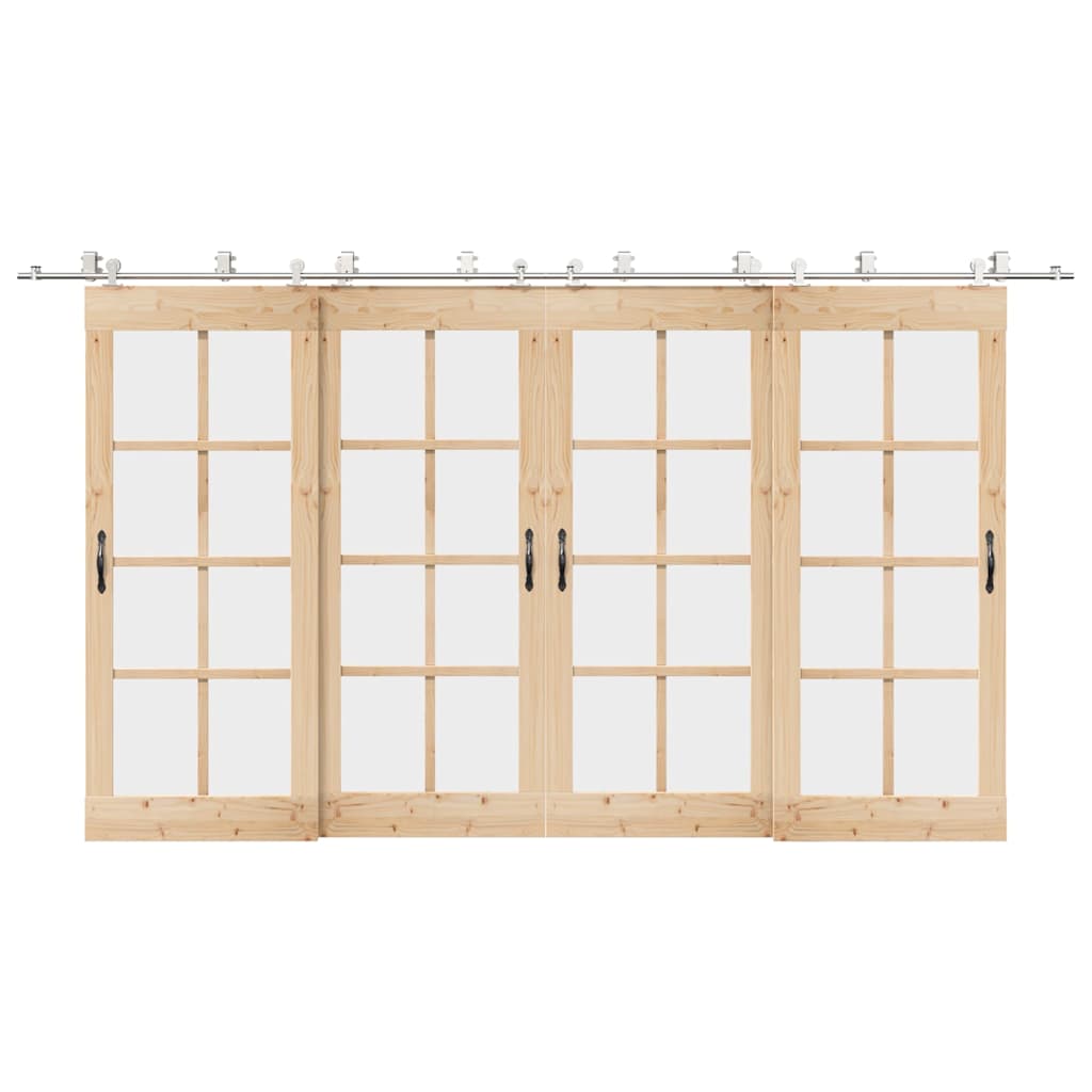 Schuifdeur onderdelenset 400 cm roestvrij staal zilverkleurig