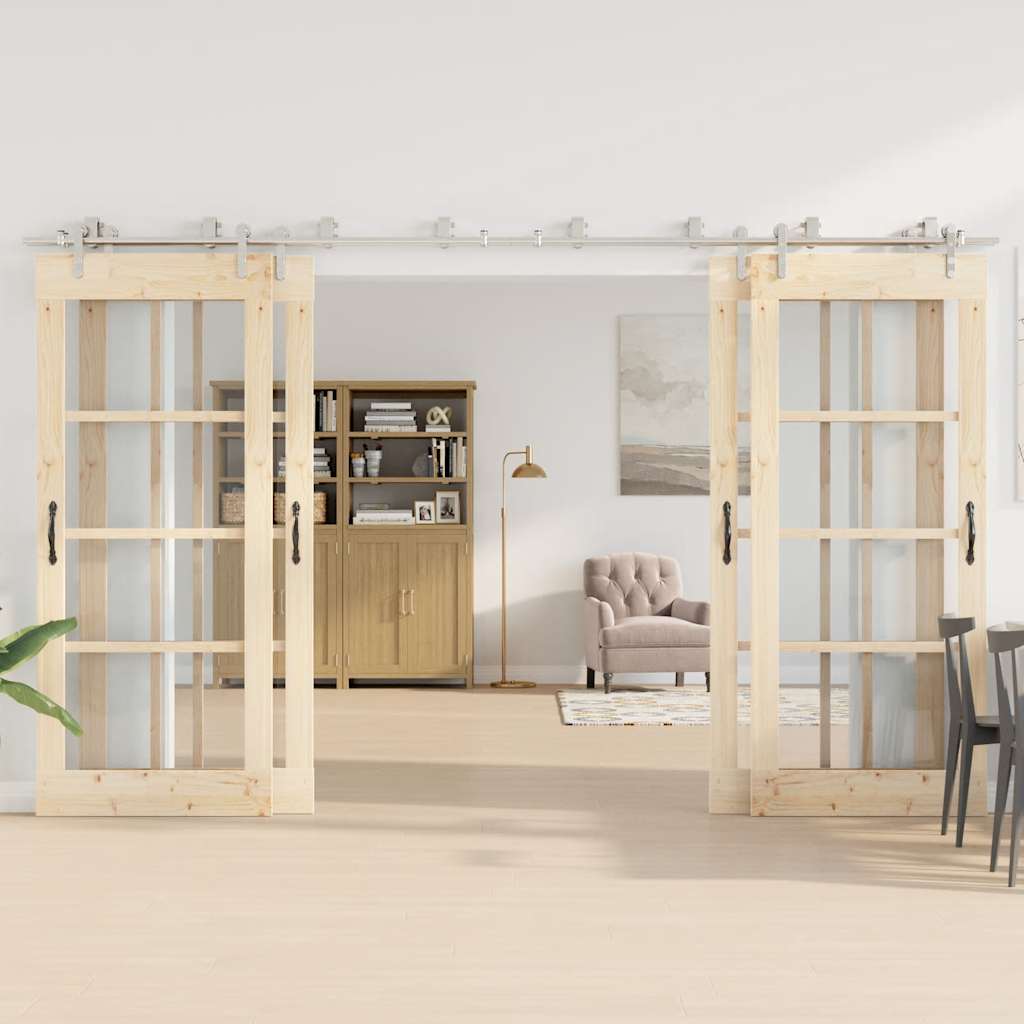 Schuifdeur onderdelenset 366 cm roestvrij staal zilverkleurig