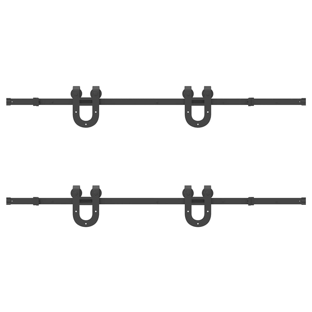 Doos met onderdelen voor schuifdeur 366 cm staal zwart