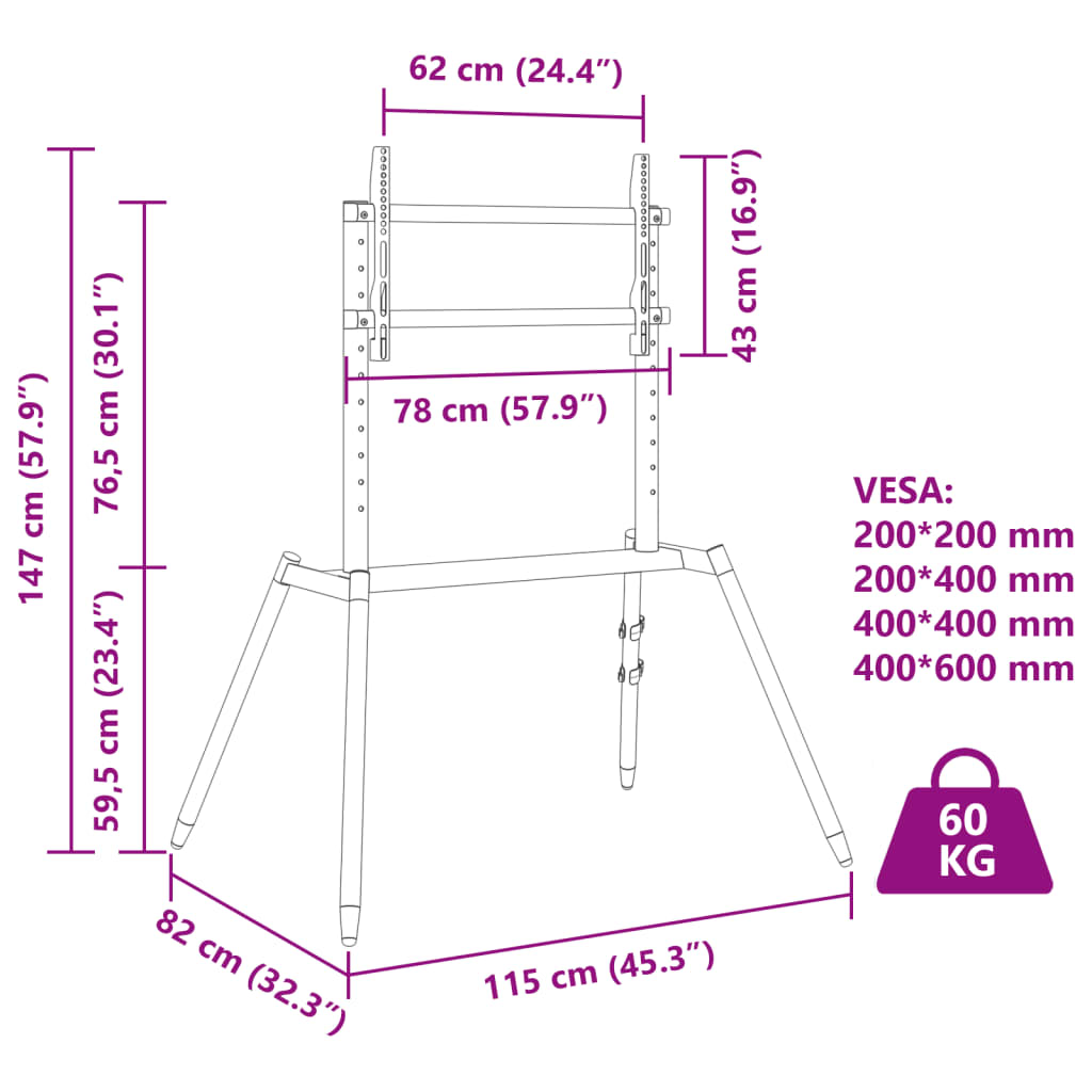 TV-standaard voor 37-86 inch scherm 60 kg Max VESA 400x600 mm