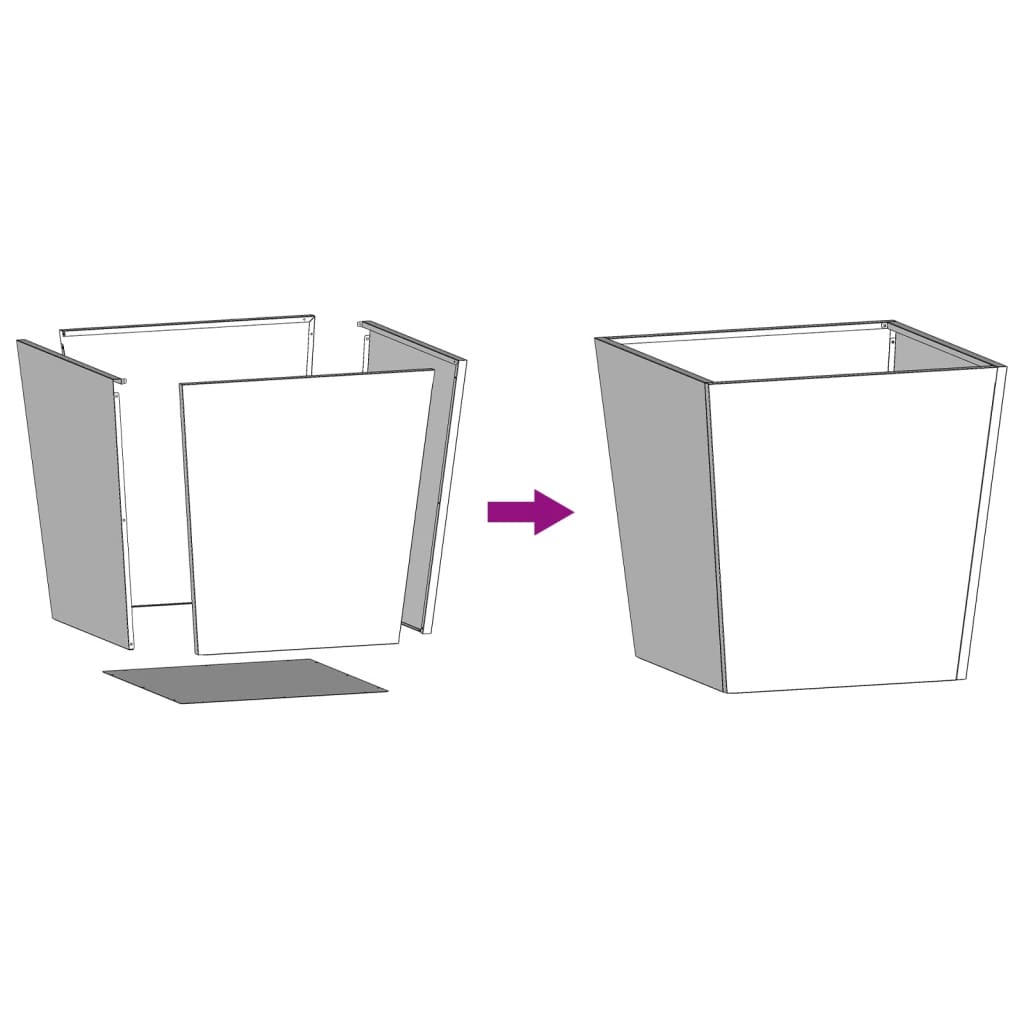 Plantenbakken 2 st 50x50x50 cm staal antracietkleurig