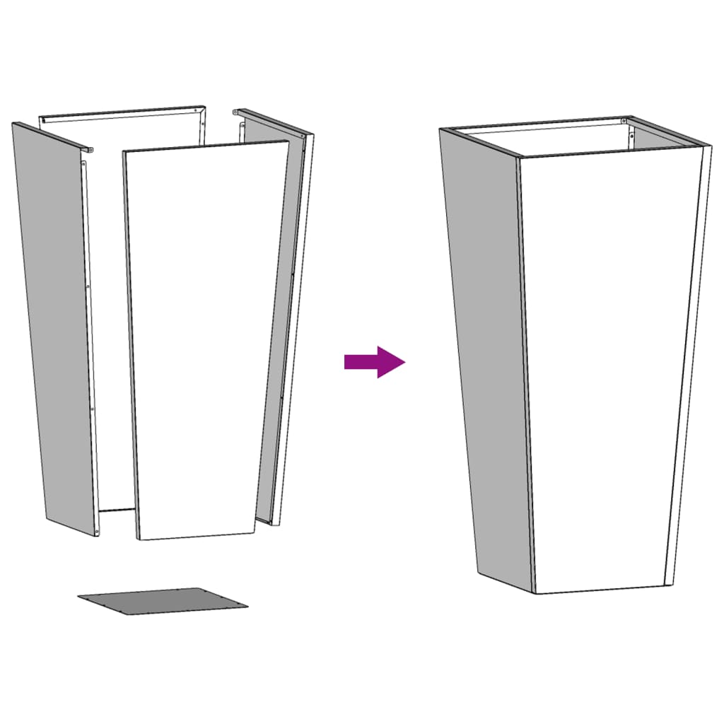 Plantenbakken Roestvrij Staal 2 35 x 35 x 75 cm Roestvrij staal/Lichtgrijs