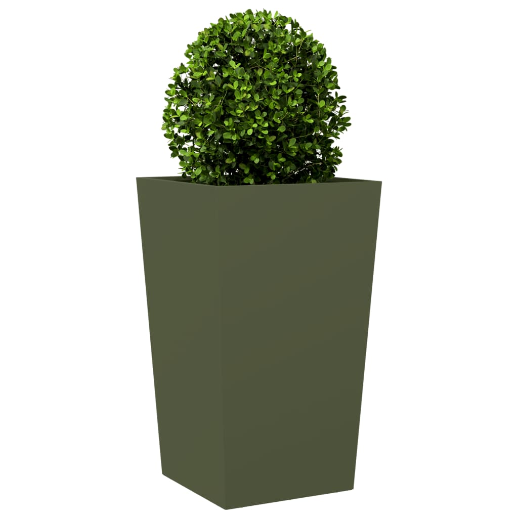 Plantenbakken 2 st 45x45x75 cm staal olijfgroen