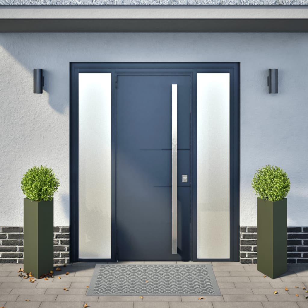 Plantenbakken Driehoek Staal Olijfgroen 2 30 x 26 x 75 cm Staal/Groen