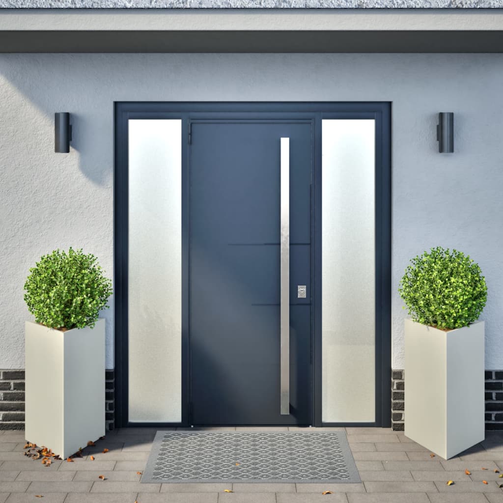 Plantenbakken 2 st driehoek 50x43x75 cm staal wit