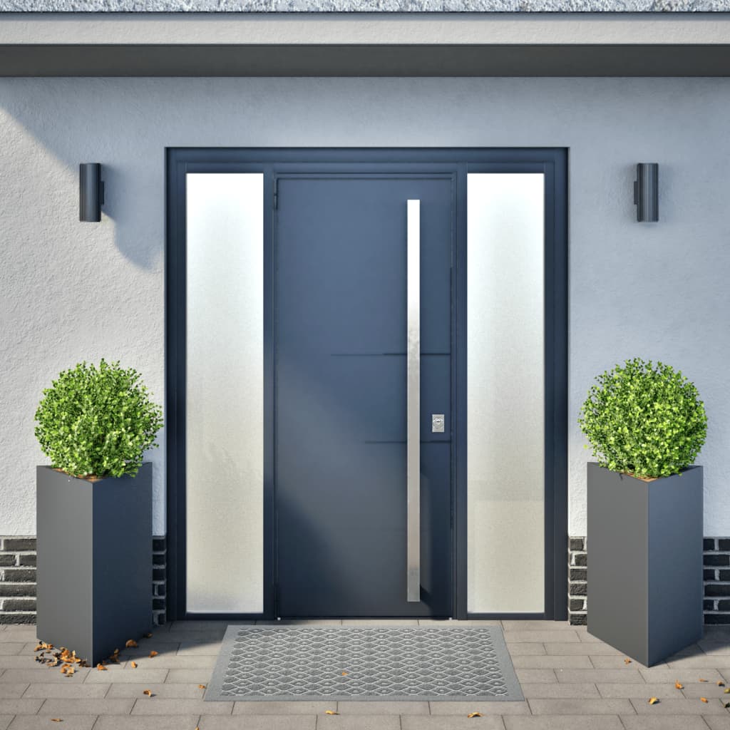 Plantenbakken 2 st driehoek 50x43x75 cm staal antracietkleurig