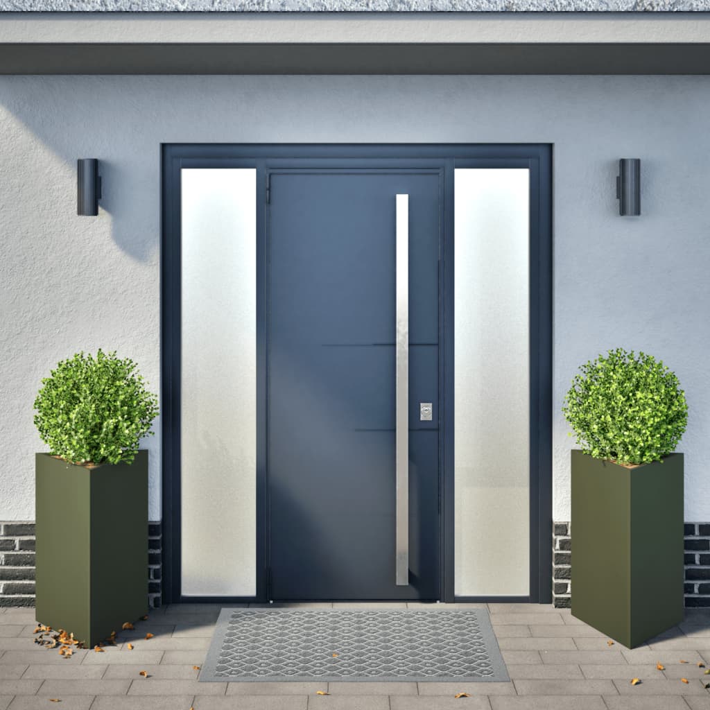 Plantenbakken Driehoek Staal Olijfgroen 2 50 x 43 x 75 cm Staal/Groen