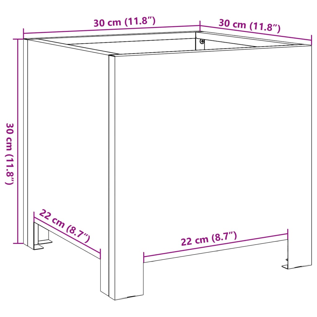 Plantenbak 30x30x30 cm staal zwart