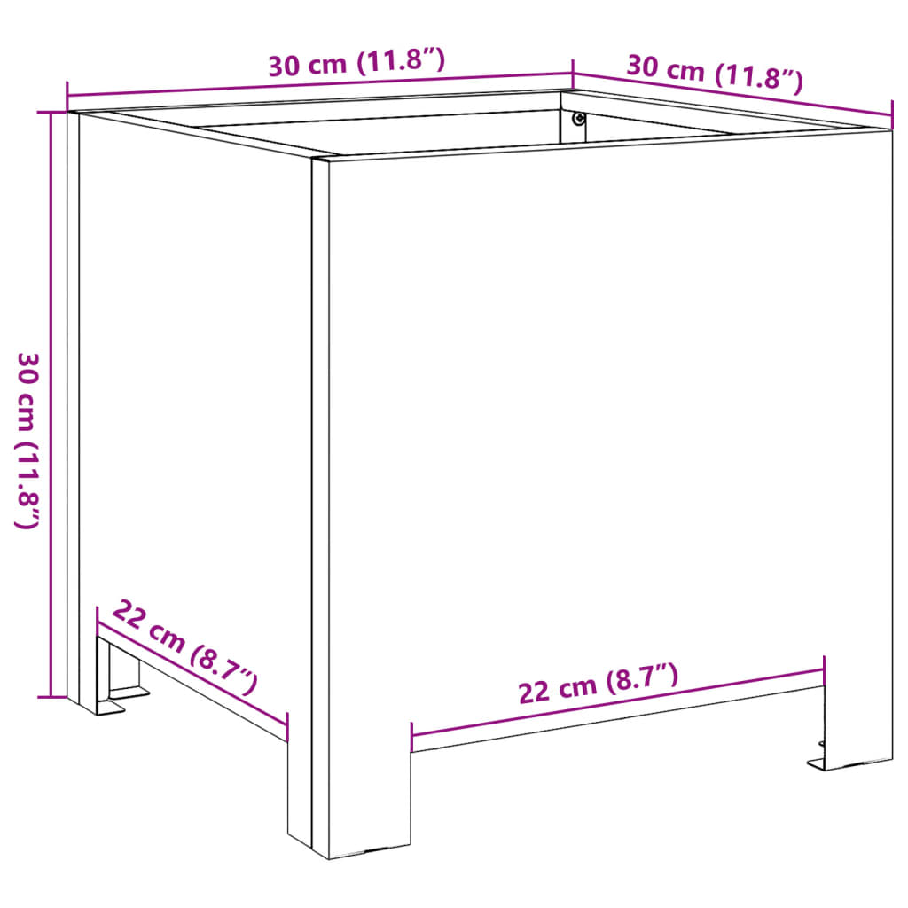 Plantenbak 30x30x30 cm staal wit