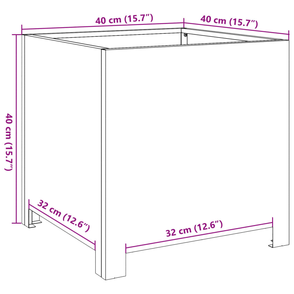 Plantenbak 40x40x40 cm staal wit