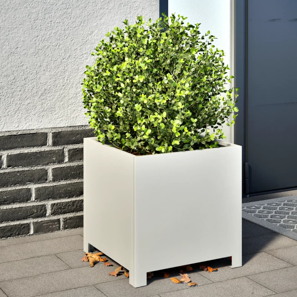 Plantenbakken Staal Wit 2 40 x 40 x 40 cm Staal/Wit