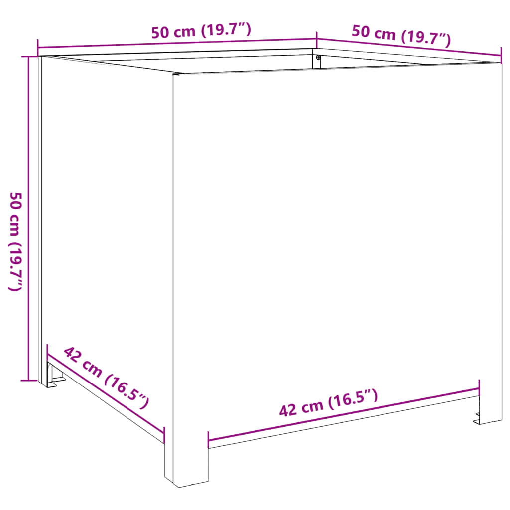 Plantenbak 50x50x50 cm staal zwart