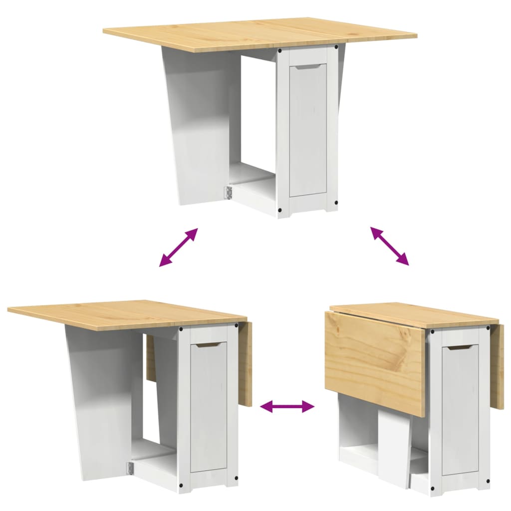 Eettafel Corona inklapbaar massief grenenhout wit