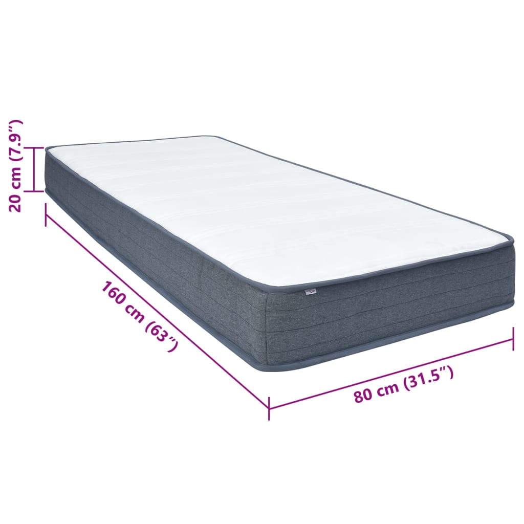 Boxspringmatras 160x80x20 cm stof