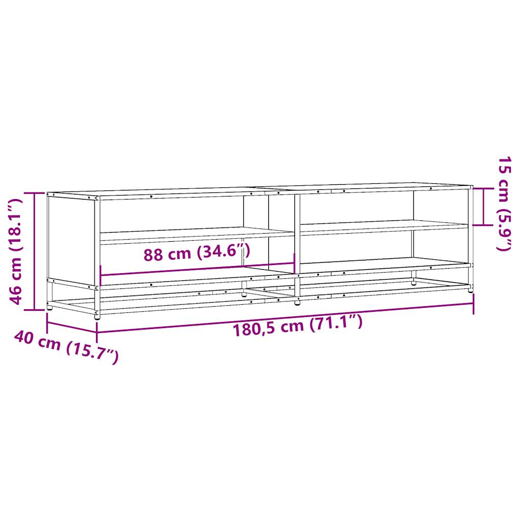 Tv-meubel 180,5x40x46 cm bewerkt hout zwart