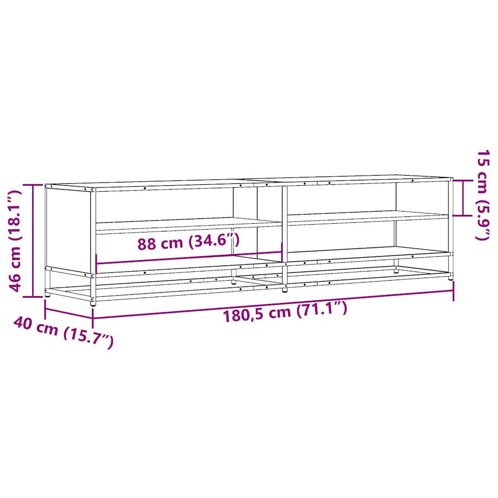 Tv-meubel 180,5x40x46 cm bewerkt hout sonoma eikenkleurig