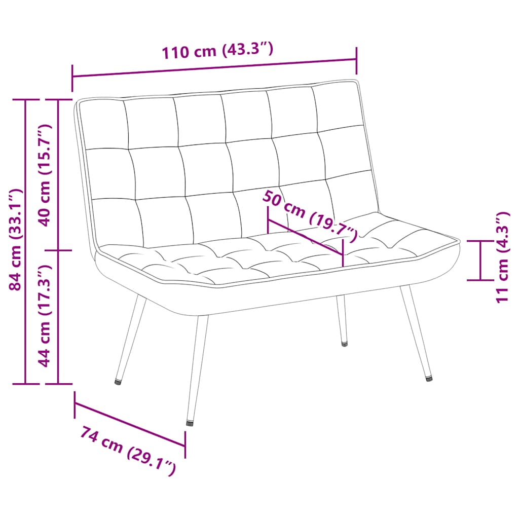 Bankje 110x74x84 cm fluweel lichtgrijs