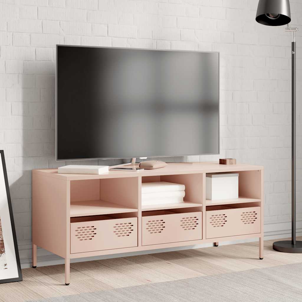 Tv-meubel 101,5x39x43,5 cm koudgewalst staal roze