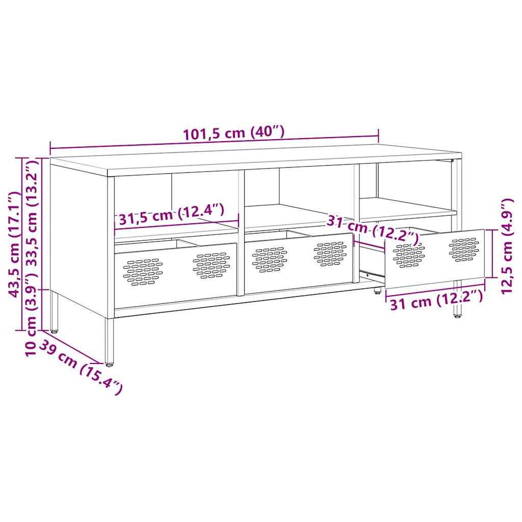 Tv-meubel 101,5x39x43,5 cm koudgewalst staal mosterdgeel