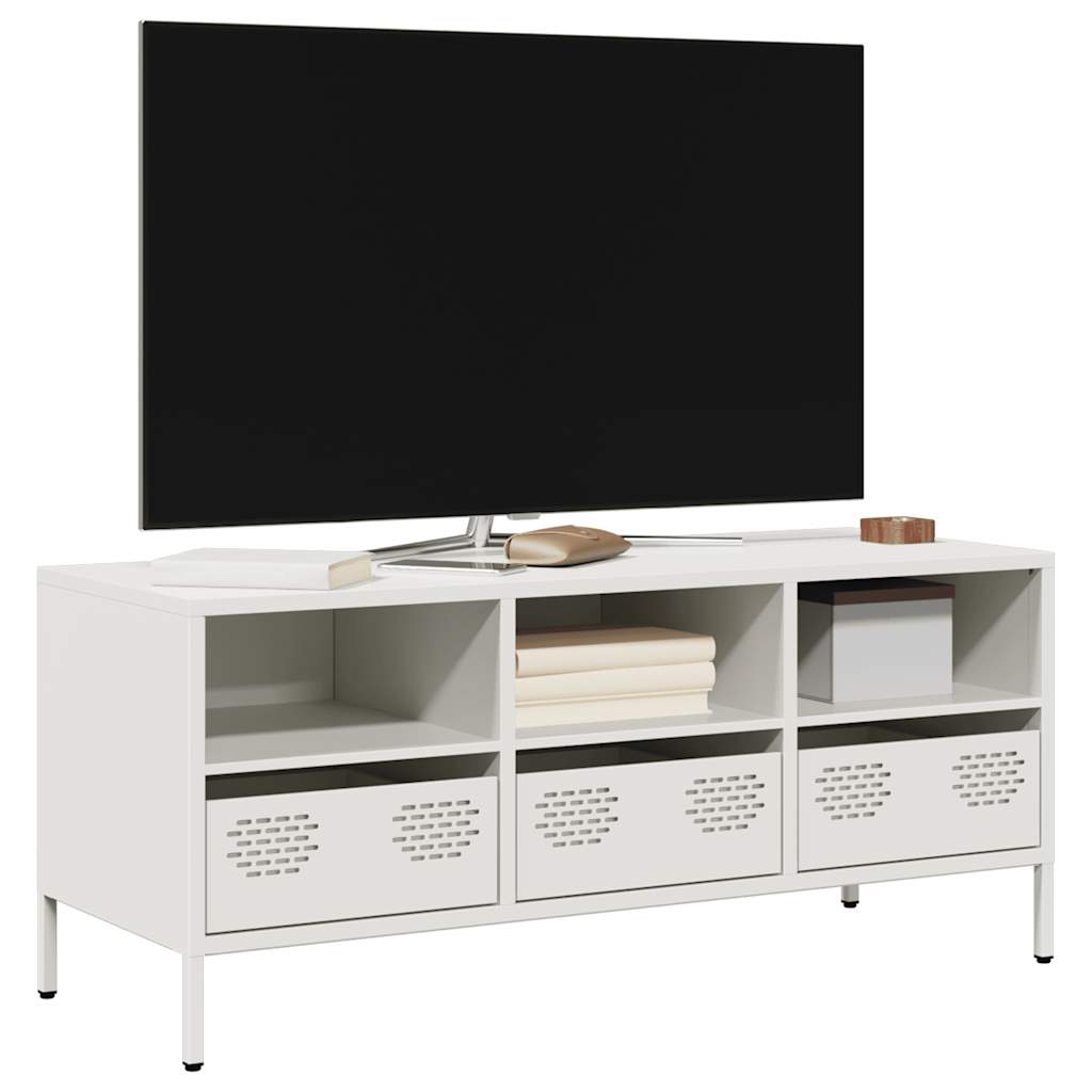 Tv-meubel 101,5x39x43,5 cm koudgewalst staal wit