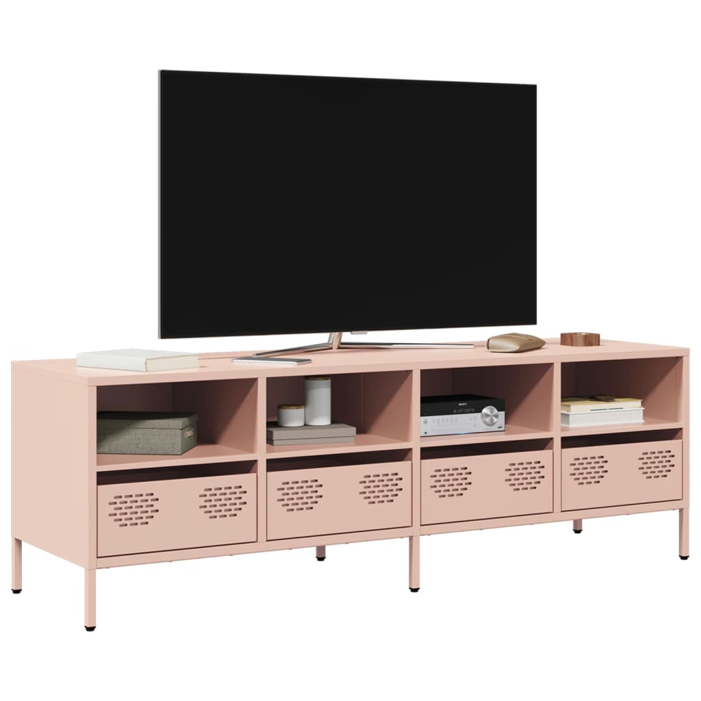 Tv-meubel 135x39x43,5 cm koudgewalst staal roze