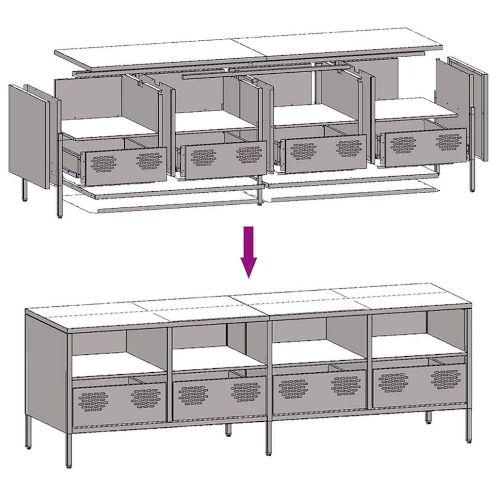 Tv-meubel 135x39x43,5 cm koudgewalst staal mosterdgeel