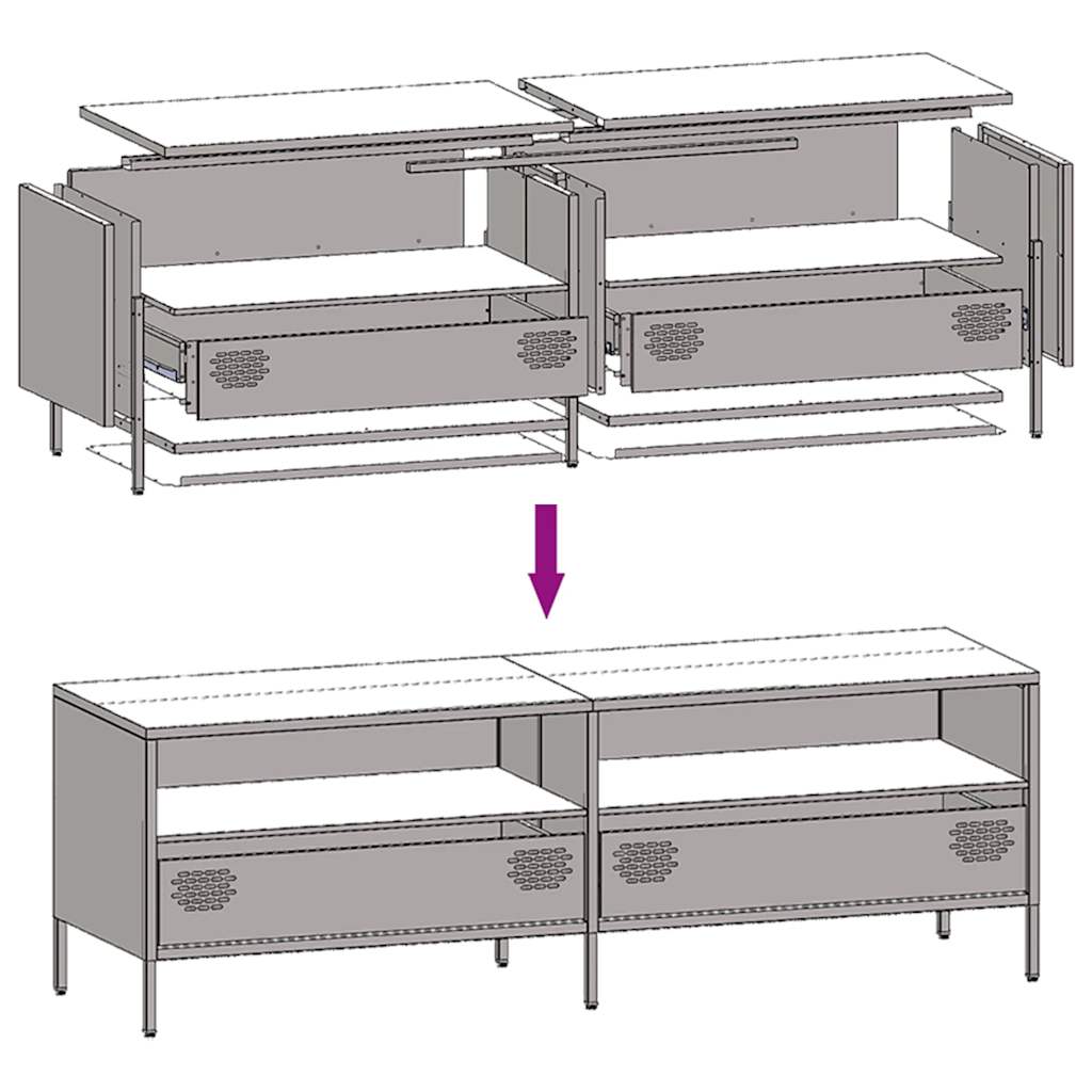 Tv-meubel 135x39x43,5 cm koudgewalst staal mosterdgeel