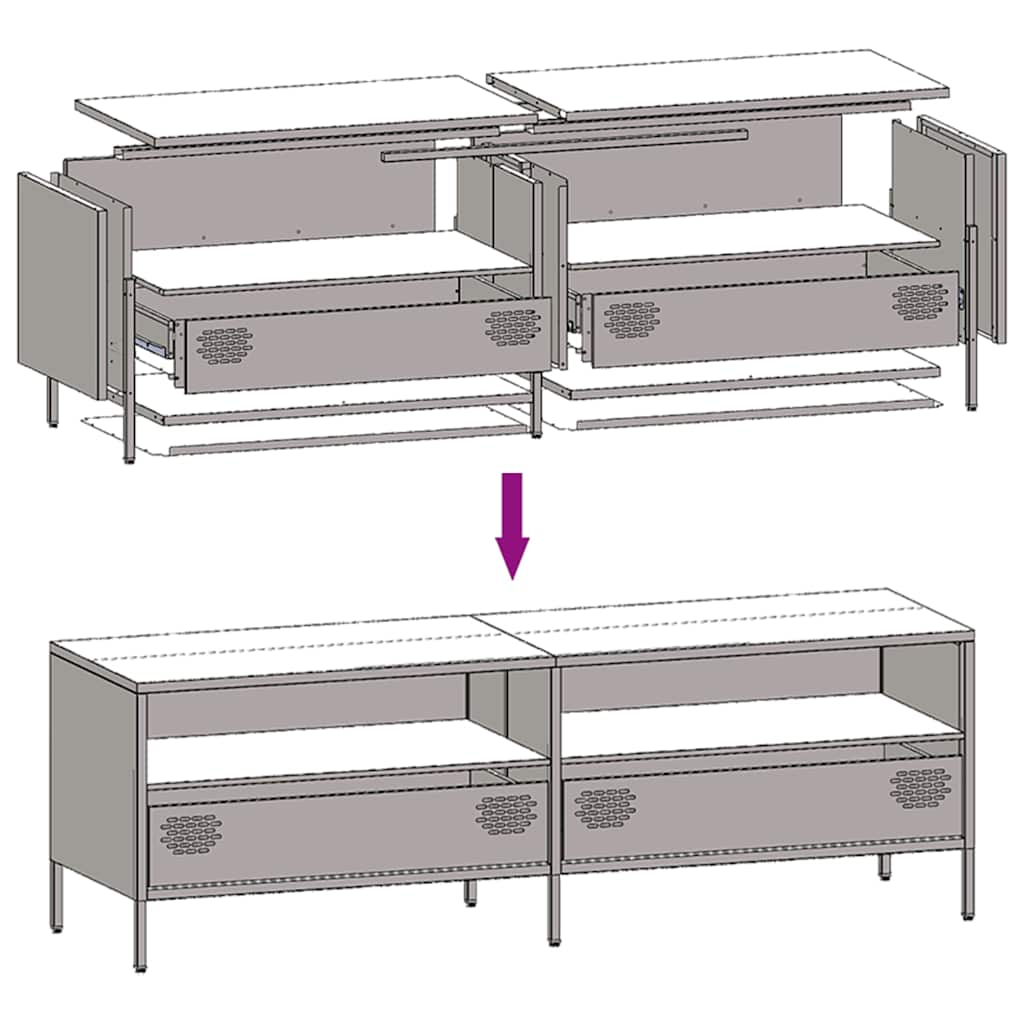 Tv-meubel 135x39x43,5 cm koudgewalst staal wit