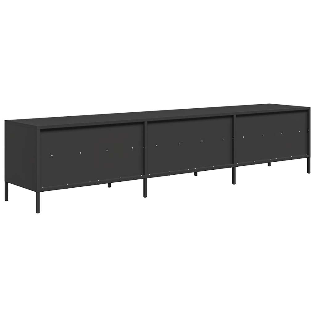 Tv-meubel 202x39x43,5 cm koudgewalst staal zwart