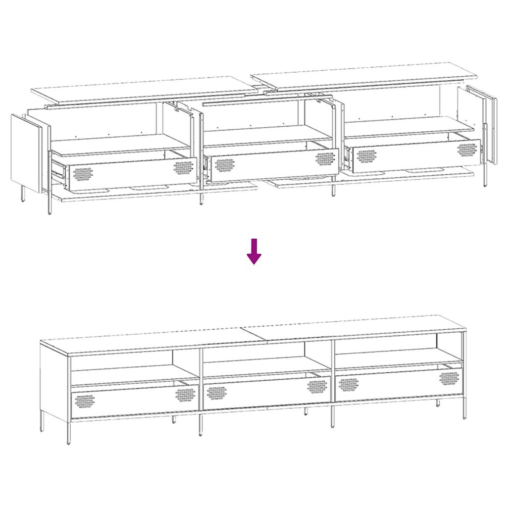 Tv-meubel 202x39x43,5 cm koudgewalst staal zwart